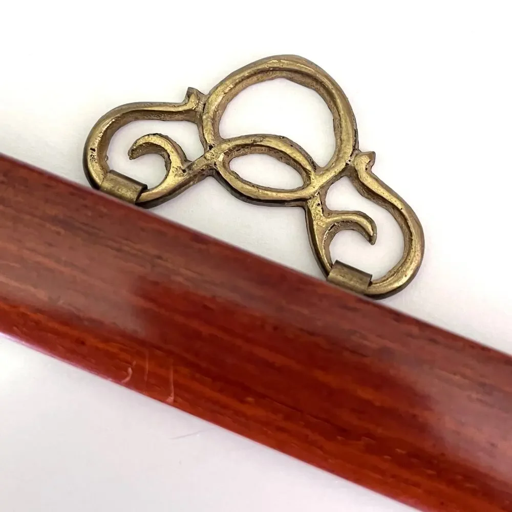 Set of 2 Vintage Chinese Hardwood Frames Brass Accent Wood Back Handcrafted